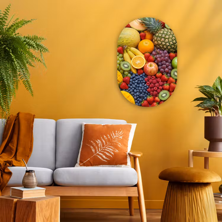 Muurovaal - Kunststof - Eten - Fruit - Vers - Kleurrijk - Voeding — 1