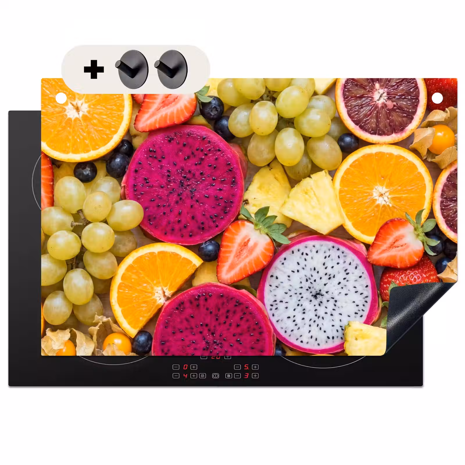 Inductie beschermer en spatscherm (2in1) - Fruit - Assortiment - Kleurrijk - Gezondheid — 1