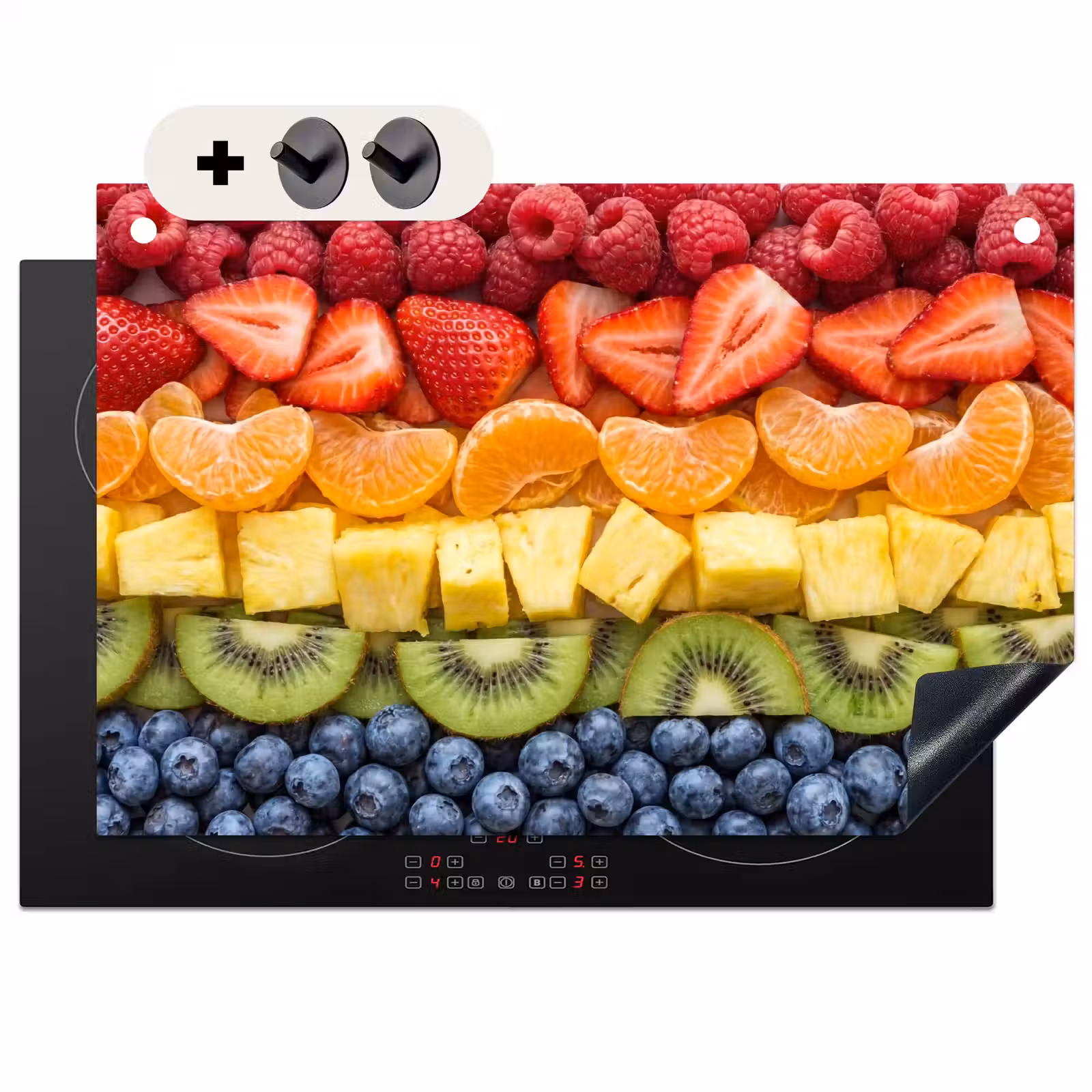 Inductie beschermer en spatscherm (2in1) - Fruit - Regenboog - Gezond - Kleurrijk — 1