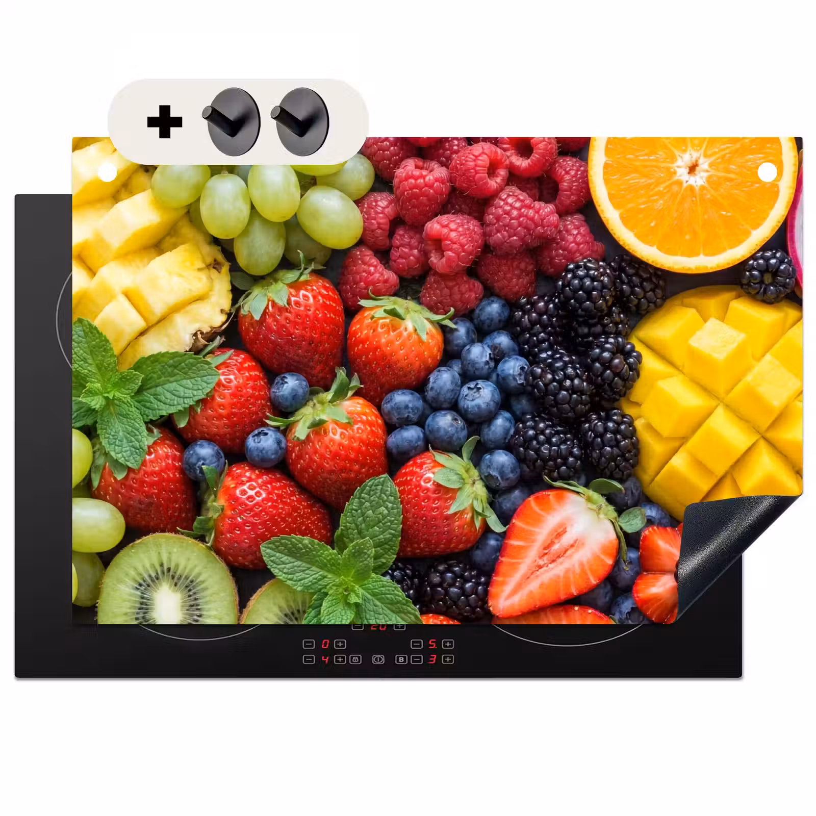 Inductie beschermer en spatscherm (2in1) - Fruit - Vers - Kleurrijk - Eten — 1