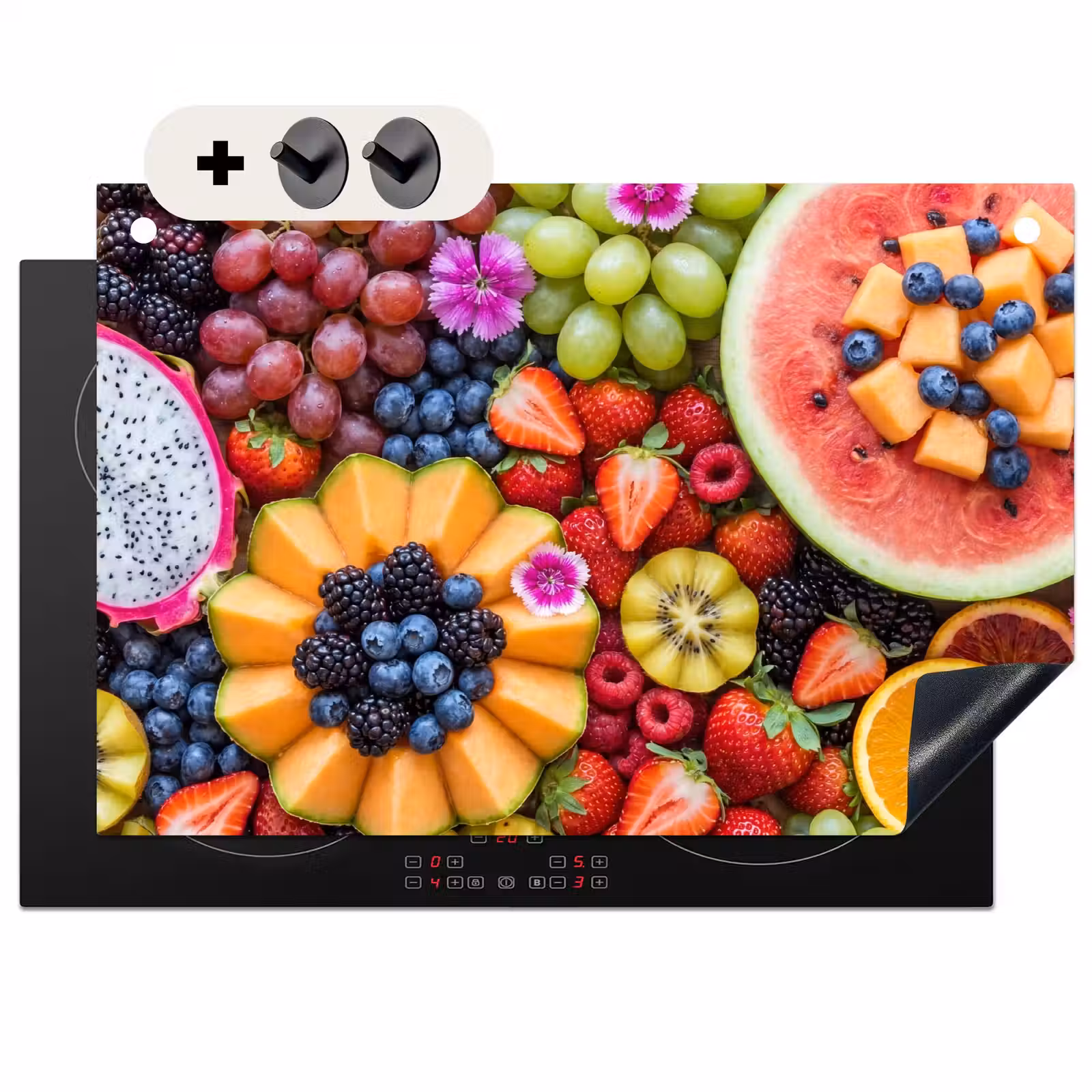 Inductie beschermer en spatscherm (2in1) - Fruit - Vers - Variatie - Eten - Kleurrijk — 1