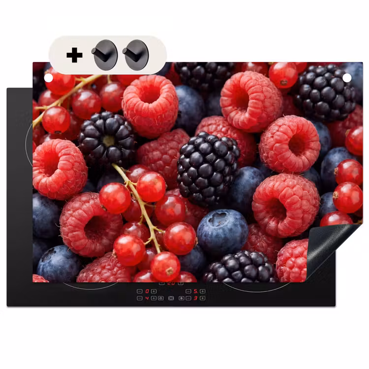 Inductie beschermer en spatscherm (2in1) - Bessen - Mix - Vers - Eten - Kleurrijk — 1