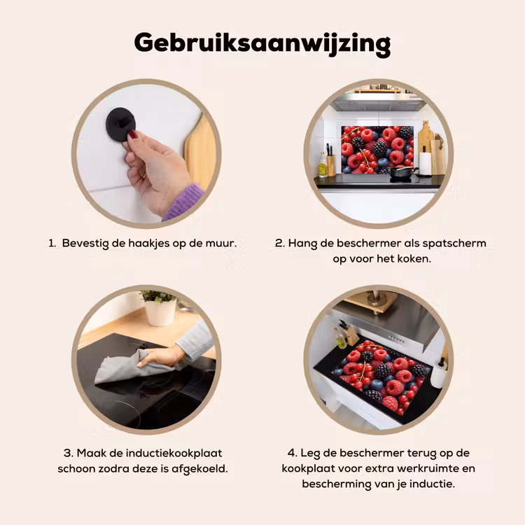 Inductie beschermer en spatscherm (2in1) - Bessen - Mix - Vers - Eten - Kleurrijk — 6