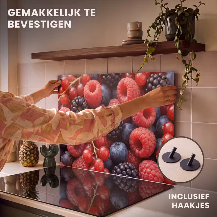 Inductie beschermer en spatscherm (2in1) - Bessen - Mix - Vers - Eten - Kleurrijk — 7