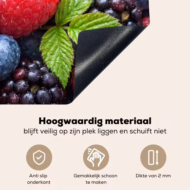 Inductie beschermer en spatscherm (2in1) - Bessen - Vers - Waterdruppels - Kleurrijk - Eten — 4