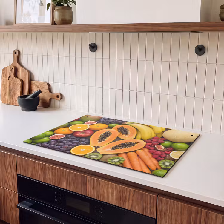 Inductie beschermer en spatscherm (2in1) - Eten - Fruit - Groenten - Vers - Kleurrijk — 3