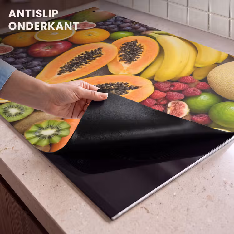 Inductie beschermer en spatscherm (2in1) - Eten - Fruit - Groenten - Vers - Kleurrijk — 4