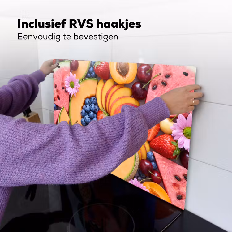 Inductie beschermer en spatscherm (2in1) - Eten - Fruit - Zomer - Kleurrijk — 7