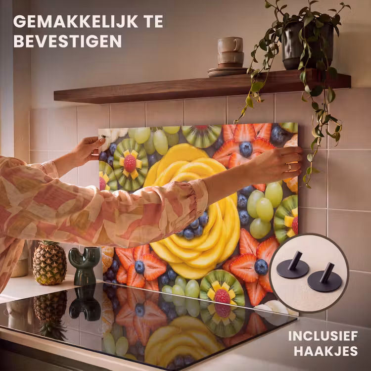 Inductie beschermer en spatscherm (2in1) - Fruit - Arrangement - Gezond - Kleurrijk - Eten — 7