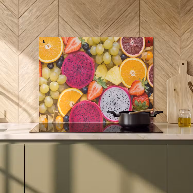 Inductie beschermer en spatscherm (2in1) - Fruit - Assortiment - Kleurrijk - Gezondheid — 2