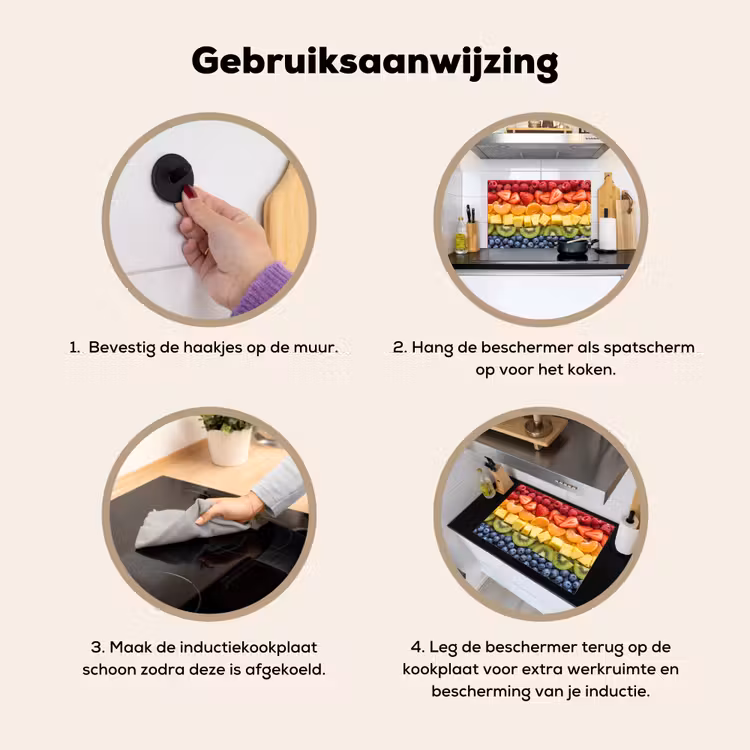 Inductie beschermer en spatscherm (2in1) - Fruit - Regenboog - Gezond - Kleurrijk — 6