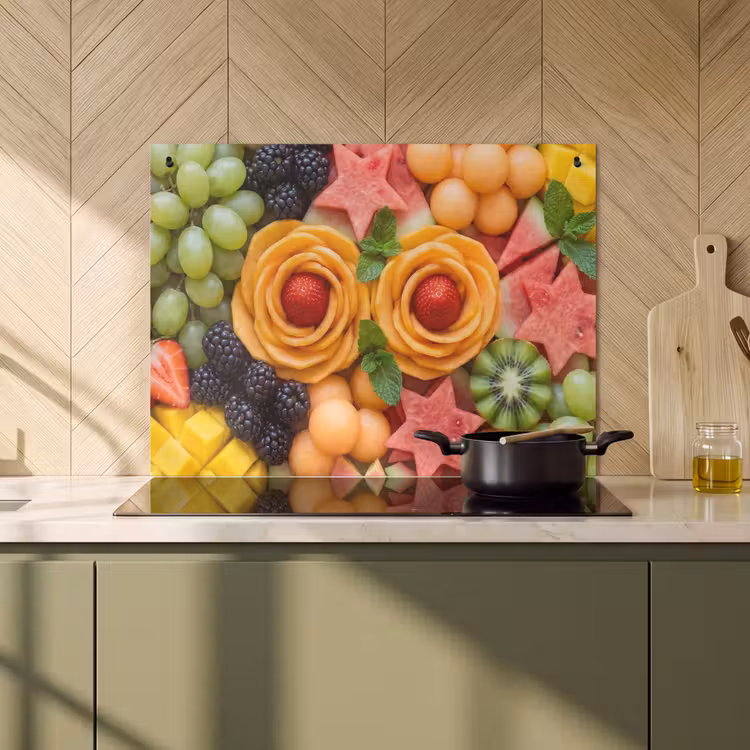 Inductie beschermer en spatscherm (2in1) - Fruit - Variatie - Kleurrijk - Vers - Eten — 2