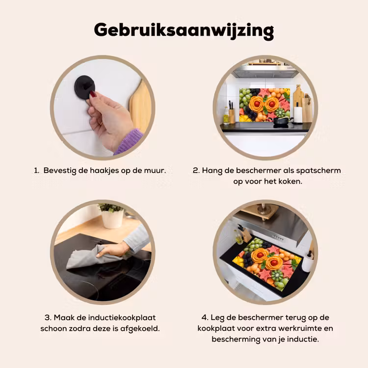 Inductie beschermer en spatscherm (2in1) - Fruit - Variatie - Kleurrijk - Vers - Eten — 6