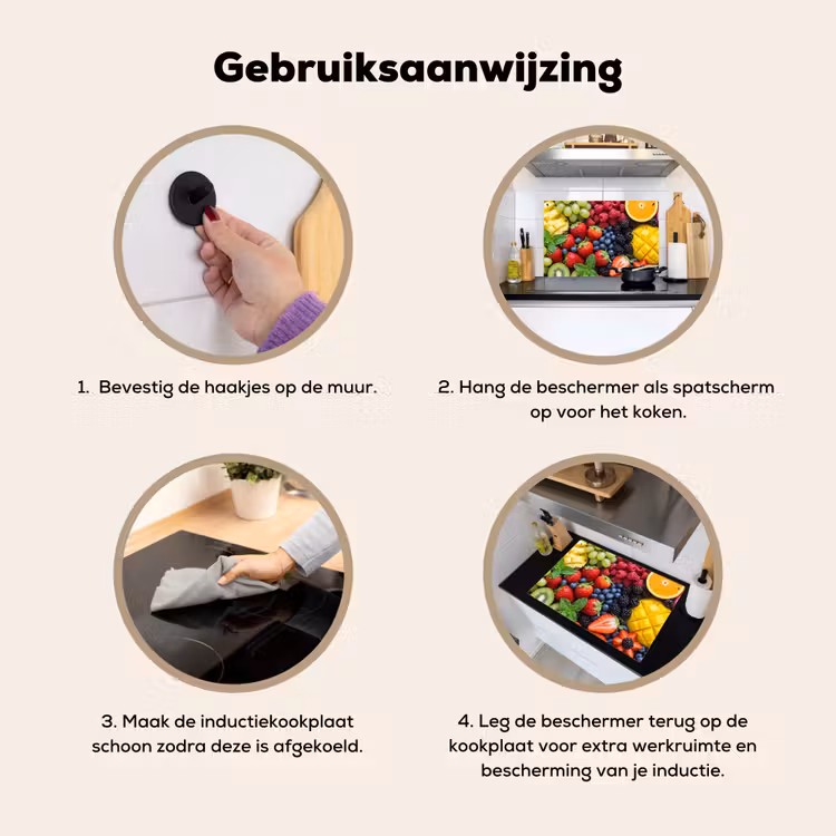 Inductie beschermer en spatscherm (2in1) - Fruit - Vers - Kleurrijk - Eten — 6