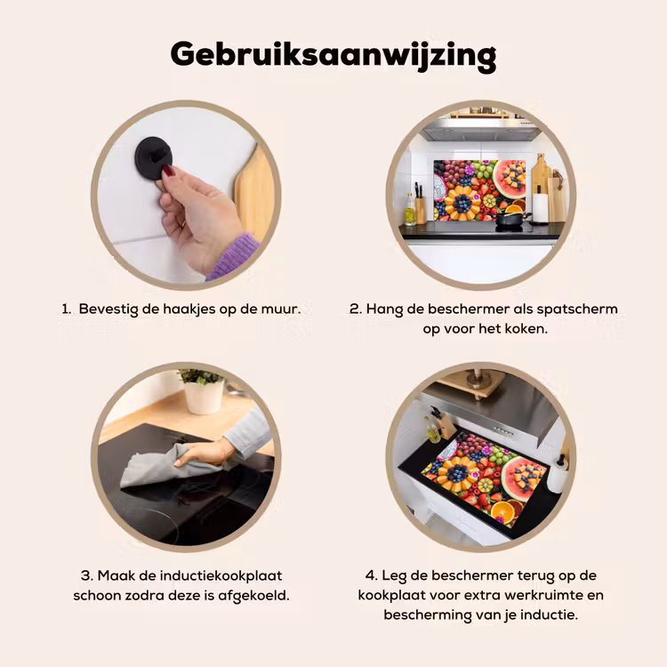Inductie beschermer en spatscherm (2in1) - Fruit - Vers - Variatie - Eten - Kleurrijk — 6