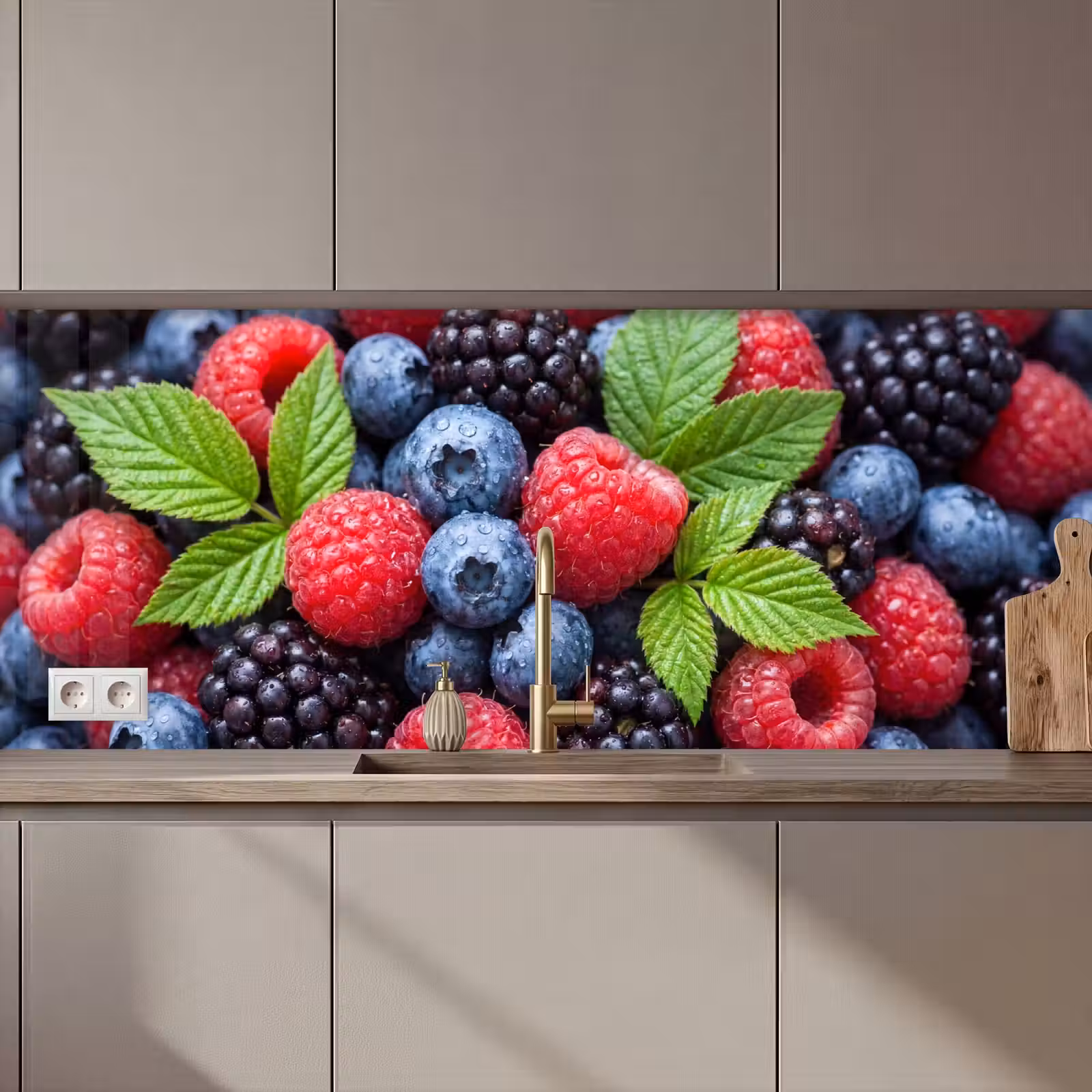 Keuken achterwand - Bessen - Vers - Waterdruppels - Kleurrijk - Eten — 1