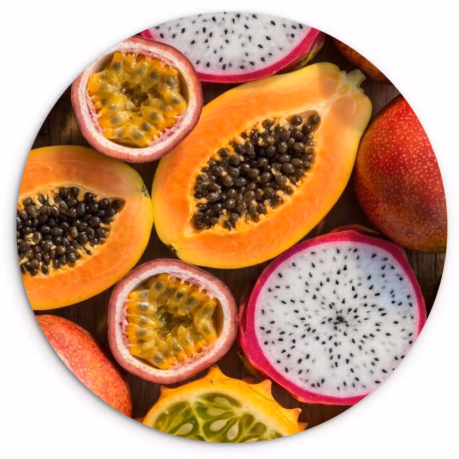 Muurcirkel - Fruit - Geopend - Tropisch - Eten - Kleurrijk — 1