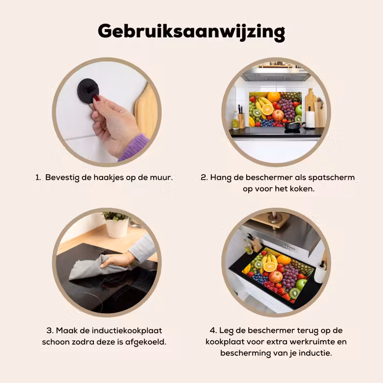 Inductie beschermer en spatscherm (2in1) - Eten - Fruit - Vers - Kleurrijk - Voeding — 6