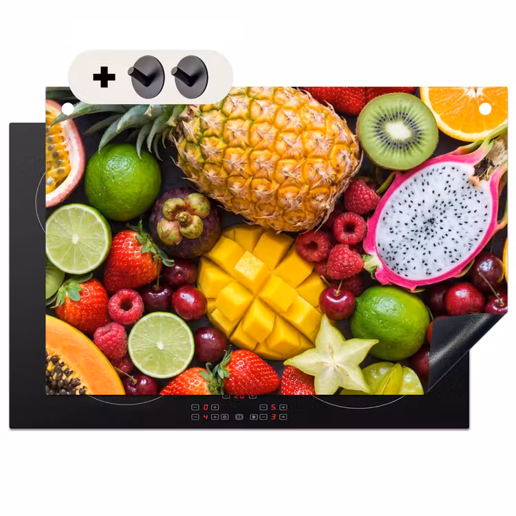Inductie beschermer en spatscherm (2in1) - Fruit - Assortiment - Vers - Gezond - Kleurrijk — 1
