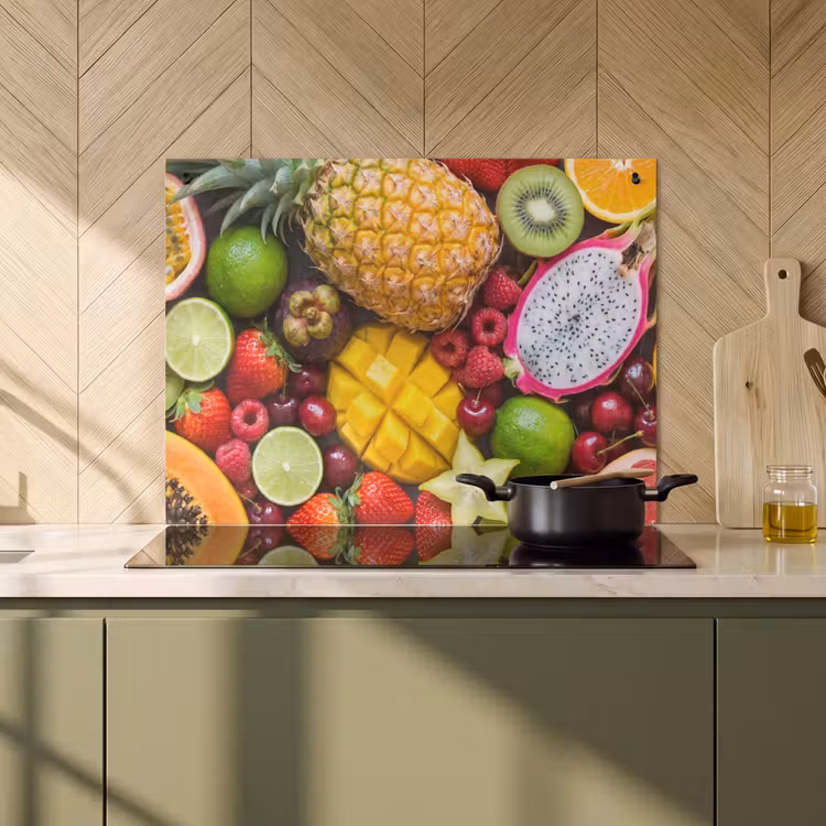 Inductie beschermer en spatscherm (2in1) - Fruit - Assortiment - Vers - Gezond - Kleurrijk — 2