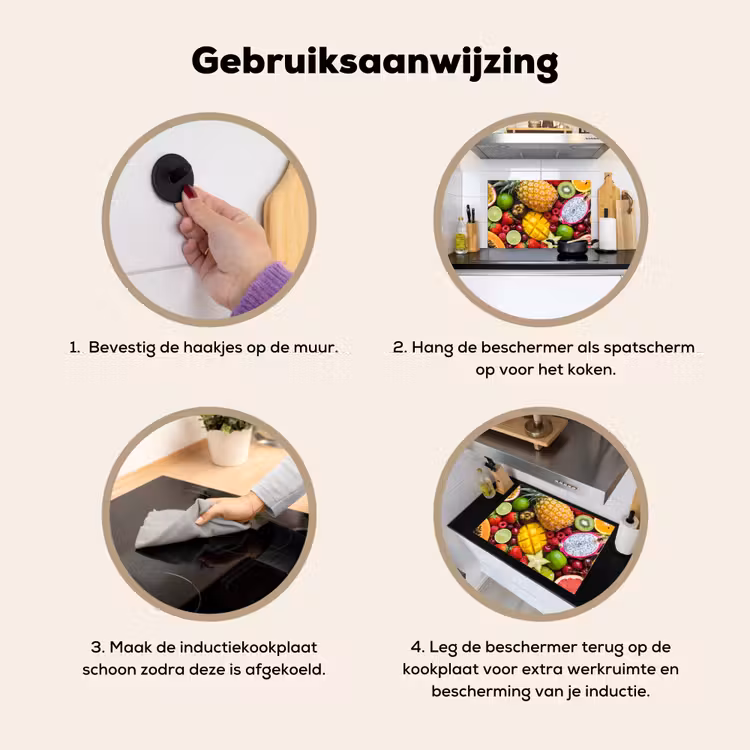 Inductie beschermer en spatscherm (2in1) - Fruit - Assortiment - Vers - Gezond - Kleurrijk — 6