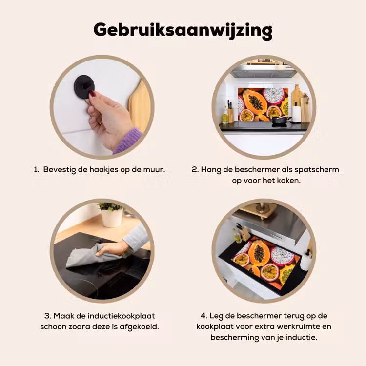 Inductie beschermer en spatscherm (2in1) - Fruit - Geopend - Tropisch - Eten - Kleurrijk — 6