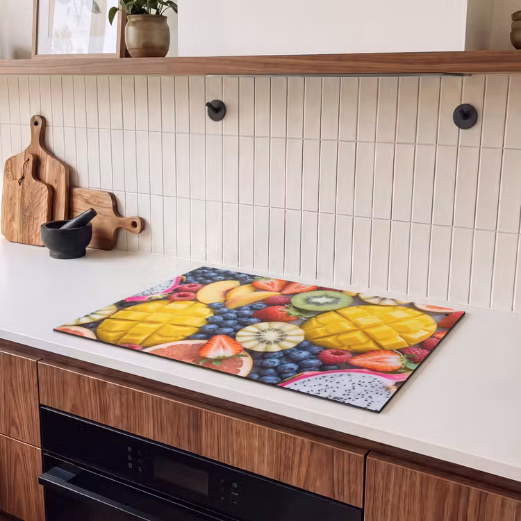 Inductie beschermer en spatscherm (2in1) - Fruit - Versneden - Kleurrijk - Eten - Gezond — 3