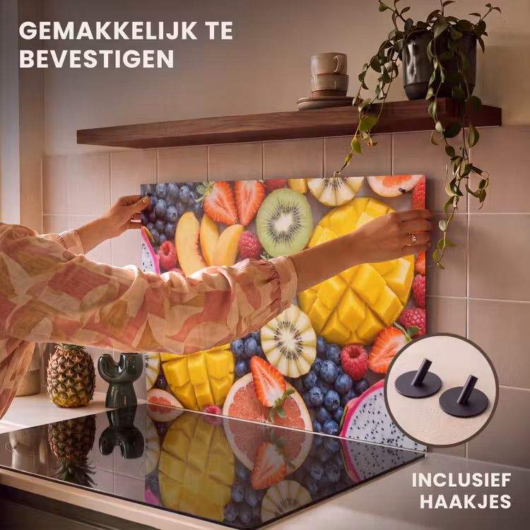 Inductie beschermer en spatscherm (2in1) - Fruit - Versneden - Kleurrijk - Eten - Gezond — 7