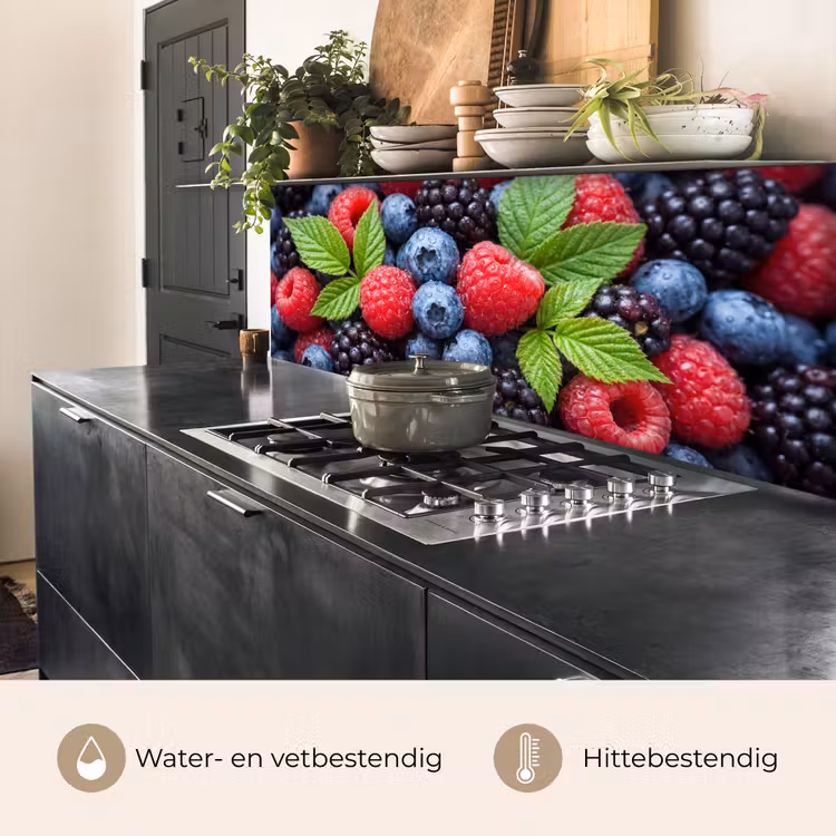 Keuken achterwand - Bessen - Vers - Waterdruppels - Kleurrijk - Eten — 3