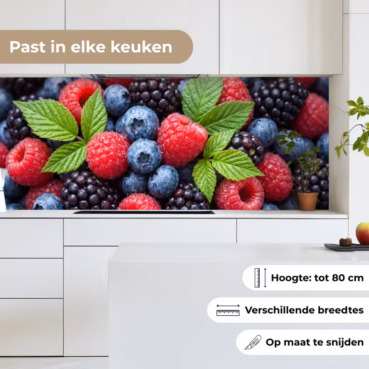 Keuken achterwand - Bessen - Vers - Waterdruppels - Kleurrijk - Eten — 4