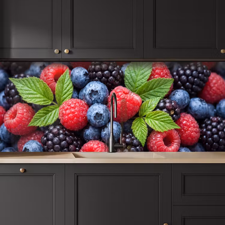 Keuken achterwand - Bessen - Vers - Waterdruppels - Kleurrijk - Eten — 6