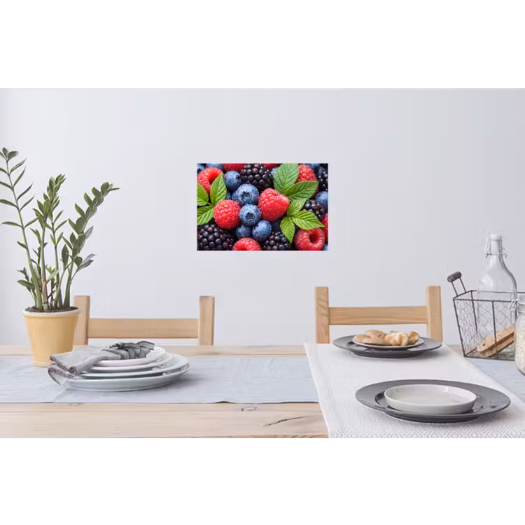 Muursticker - Bessen - Vers - Waterdruppels - Kleurrijk - Eten — 3