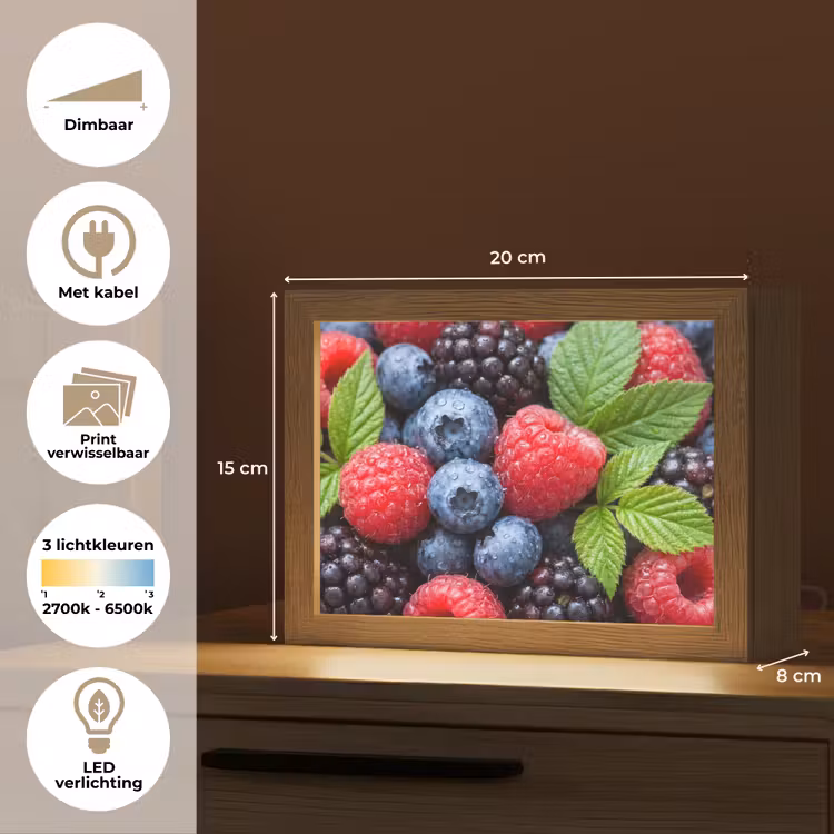 Lightbox - Wandlamp - Bessen - Vers - Waterdruppels - Kleurrijk - Eten — 9