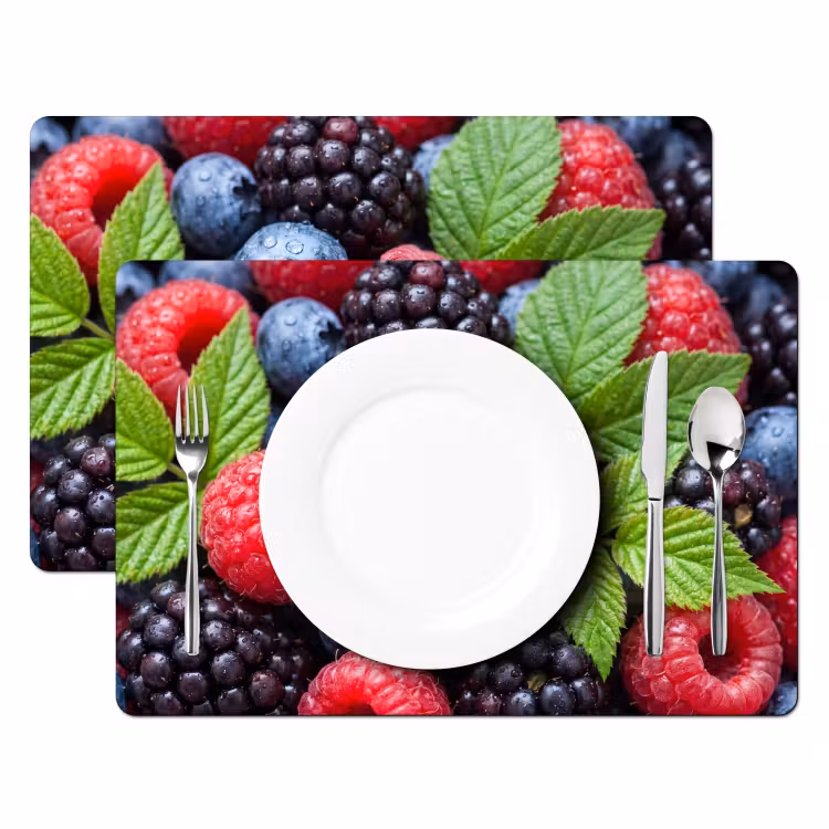 Placemat - 6 stuks - Bessen - Vers - Waterdruppels - Kleurrijk - Eten — 2