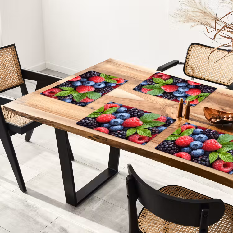 Placemat - 6 stuks - Bessen - Vers - Waterdruppels - Kleurrijk - Eten — 5