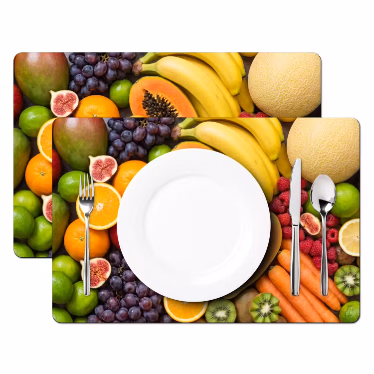 Placemat - 6 stuks - Eten - Fruit - Groenten - Vers - Kleurrijk — 2