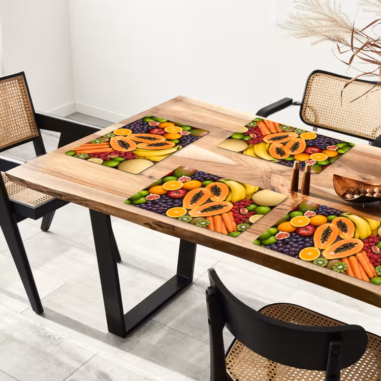 Placemat - 6 stuks - Eten - Fruit - Groenten - Vers - Kleurrijk — 5