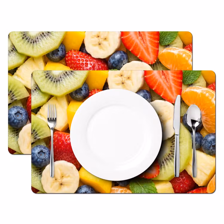 Placemat - 6 stuks - Fruit - Plakjes - Eten - Kleurrijk — 2