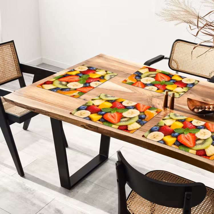 Placemat - 6 stuks - Fruit - Plakjes - Eten - Kleurrijk — 5
