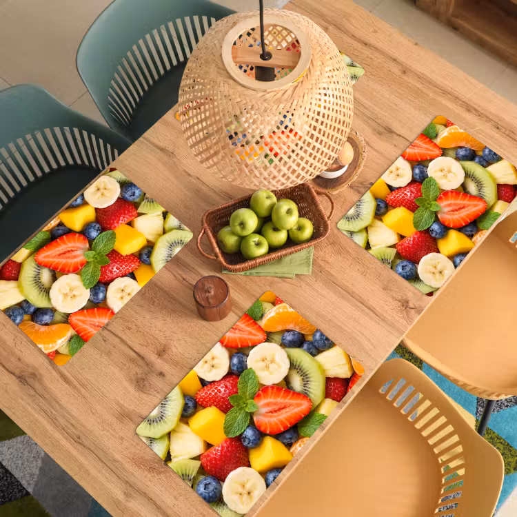 Placemat - 6 stuks - Fruit - Plakjes - Eten - Kleurrijk — 6