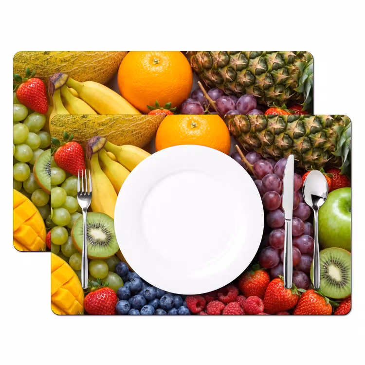 Placemat - 6 stuks - Eten - Fruit - Vers - Kleurrijk - Voeding — 2