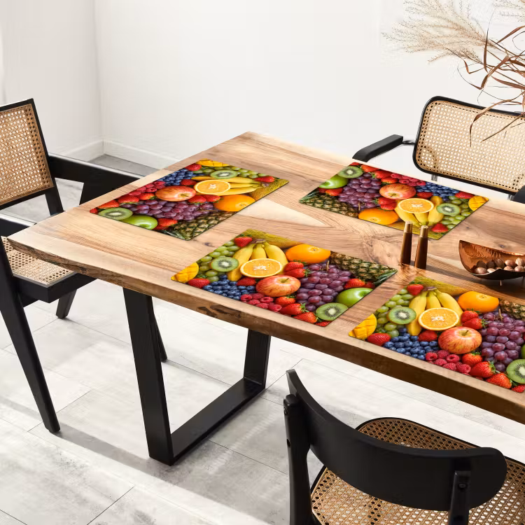 Placemat - 6 stuks - Eten - Fruit - Vers - Kleurrijk - Voeding — 5