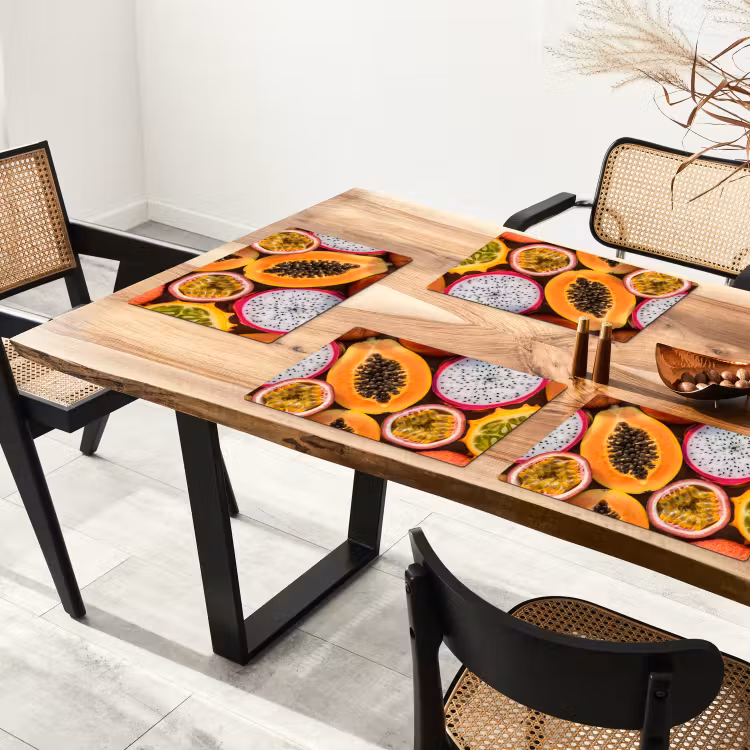 Placemat - 6 stuks - Fruit - Geopend - Tropisch - Eten - Kleurrijk — 5