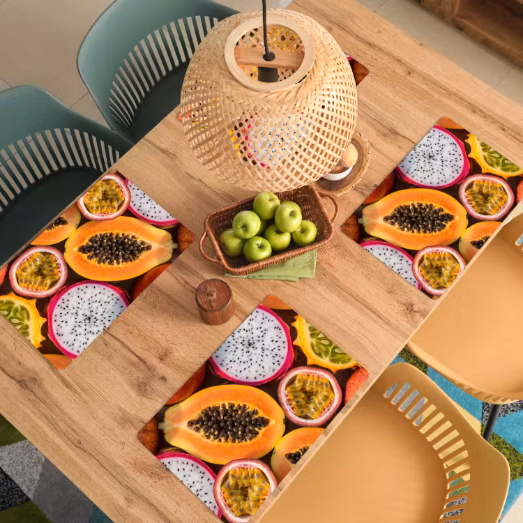 Placemat - 6 stuks - Fruit - Geopend - Tropisch - Eten - Kleurrijk — 6