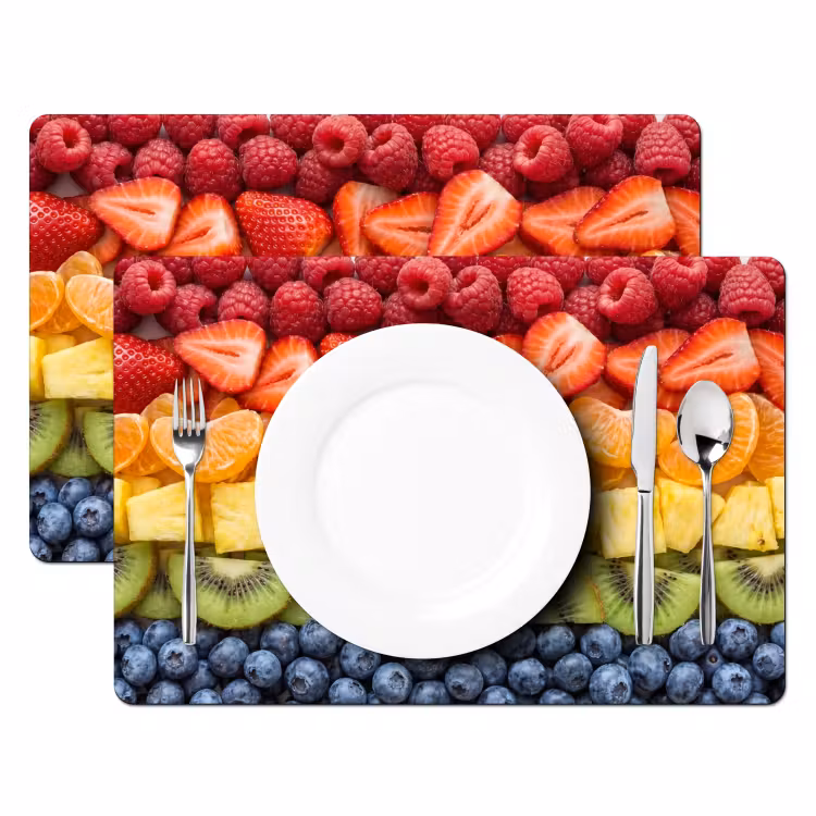 Placemat - 6 stuks - Fruit - Regenboog - Gezond - Kleurrijk — 2