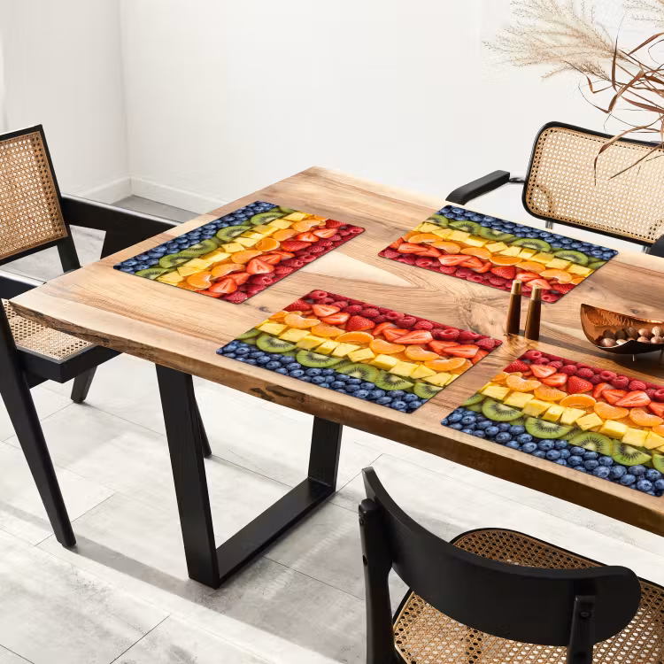 Placemat - 6 stuks - Fruit - Regenboog - Gezond - Kleurrijk — 5