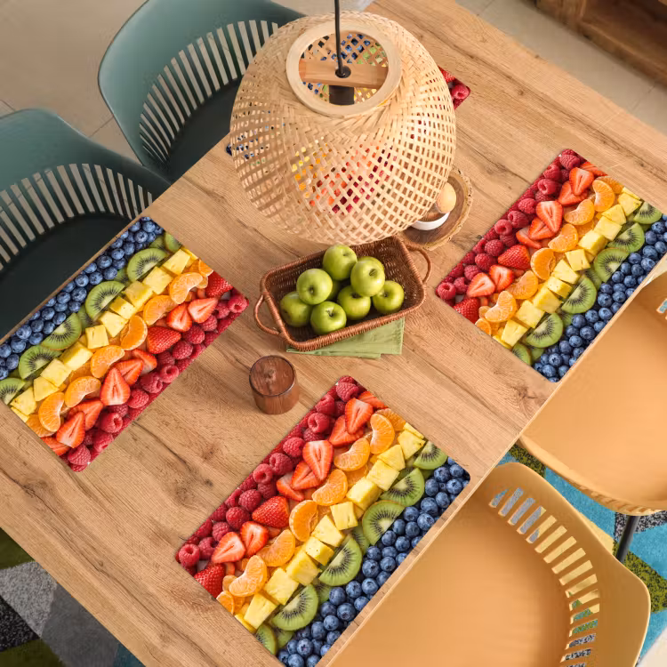 Placemat - 6 stuks - Fruit - Regenboog - Gezond - Kleurrijk — 6