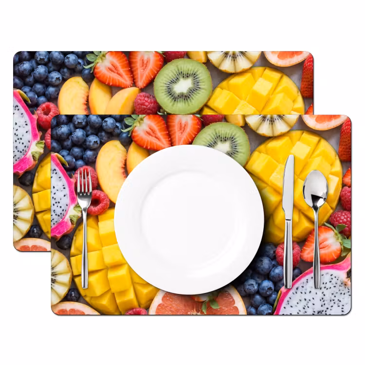 Placemat - 6 stuks - Fruit - Versneden - Kleurrijk - Eten - Gezond — 2