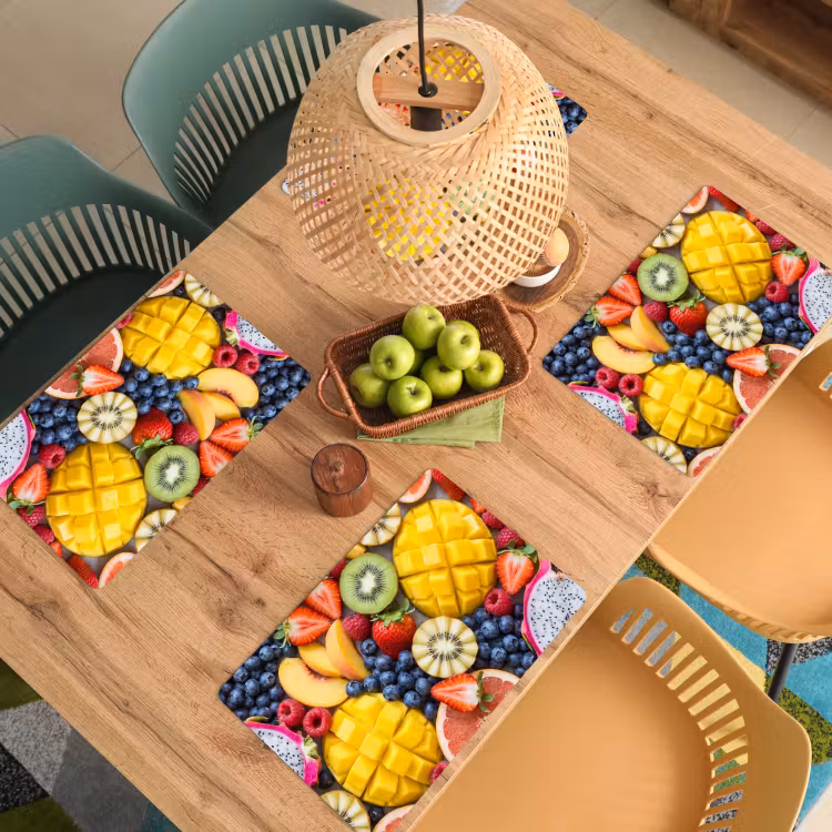 Placemat - 6 stuks - Fruit - Versneden - Kleurrijk - Eten - Gezond — 6