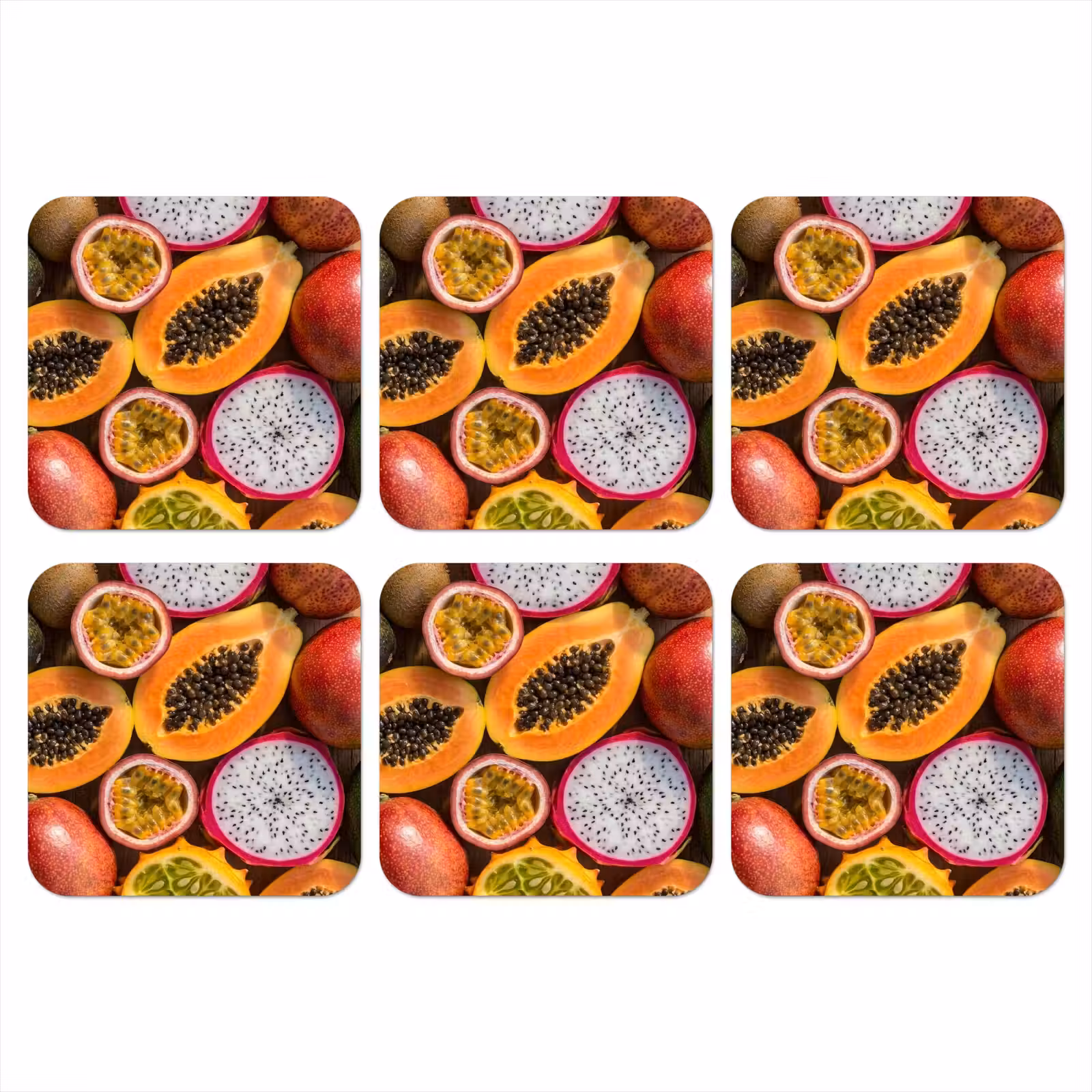 Onderzetter - Fruit - Geopend - Tropisch - Eten - Kleurrijk — 1